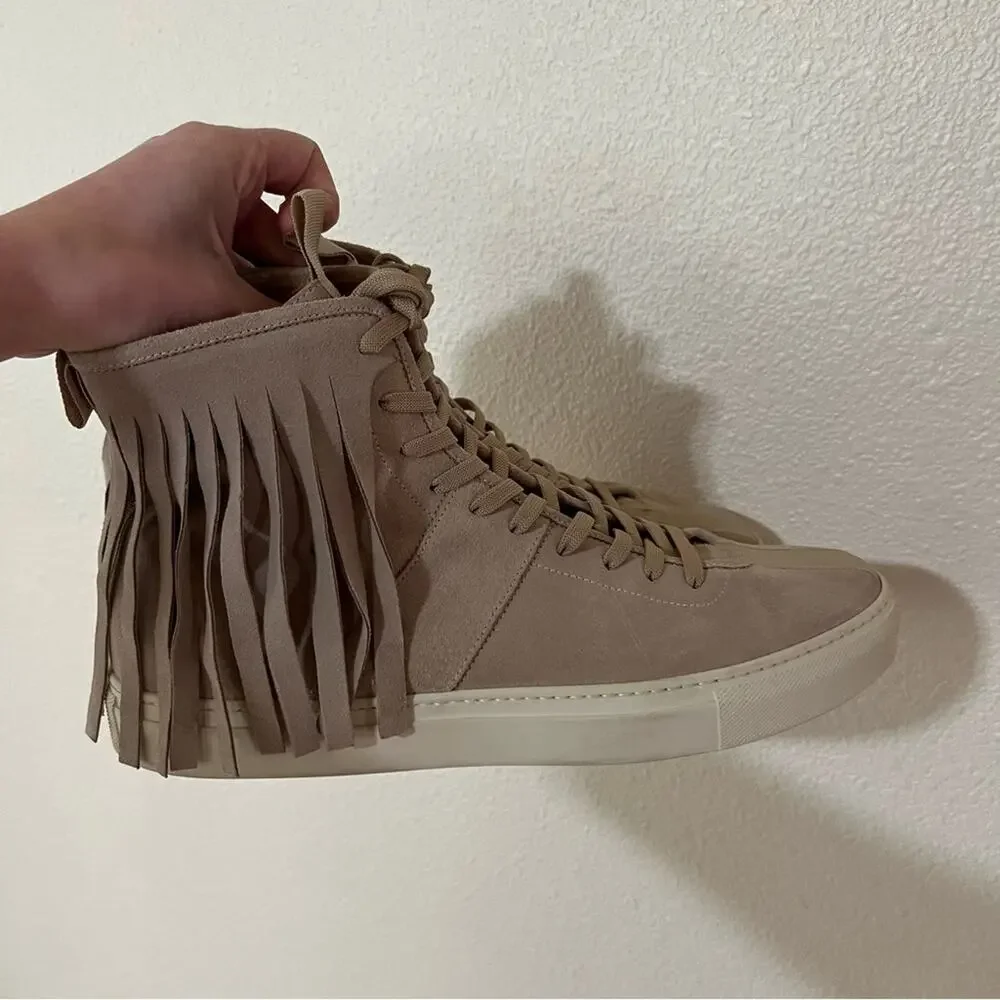 Daniel Patrick beige suede western high top fringe roamer sneakers 11